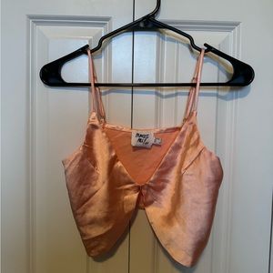 Princess Polly Pink Cropped Top with Butterfly Detail Size 4